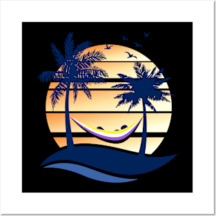 Nonbinary Pride Hammock Summer Beach Sunset Posters and Art